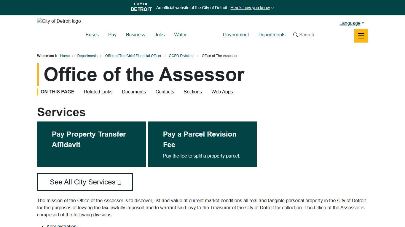 Office of the Assessor City of Detroit